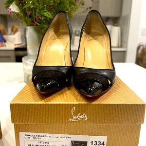 Christian louboutin black leather and velour pigalle